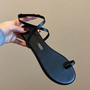 Tkees Phoebe Black Leather Strappy Sandals